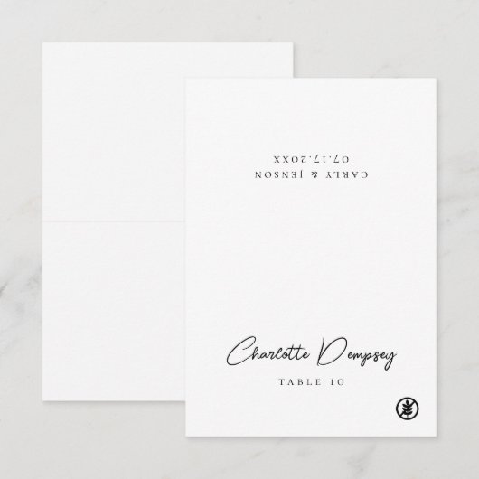 Moderne minimalistische glutenvrije bruiloft plaat kaart (Voorkant / Achterkant)