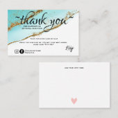 Moderne, minimalistische Gold en blauwgroen bestel Visitekaartje (Voorkant / Achterkant)