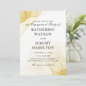 Moderne minimalistische Gold Engagement Party Kaart (Staand voorkant)