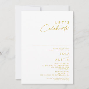 Moderne, minimalistische Gold Font Let's Celebrate Kaart