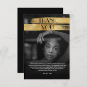 Moderne minimalistische Gold Graduation Party Bedankkaart (Voorkant / Achterkant)