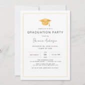 Moderne minimalistische Gold Graduation Party Kaart (Voorkant)