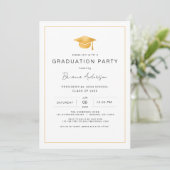 Moderne minimalistische Gold Graduation Party Kaart (Staand voorkant)