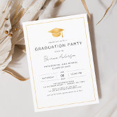 Moderne minimalistische Gold Graduation Party Kaart