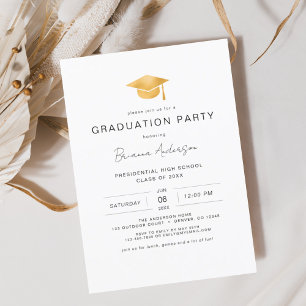 Moderne minimalistische Gold Graduation Party Kaart