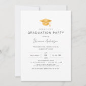 Moderne minimalistische Gold Graduation Party Kaart (Voorkant)