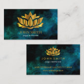 Moderne minimalistische Gold Lotus Yoga Instructor Visitekaartje (Voorkant / Achterkant)
