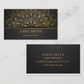 Moderne minimalistische Gold Lotus Yoga Instructor Visitekaartje (Voorkant / Achterkant)