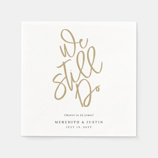Moderne minimalistische Gold Vow Vernieuwing Party Servet (Voorkant)