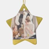 Moderne minimalistische Golden Star fotoherinnerin Keramisch Ornament (Links)