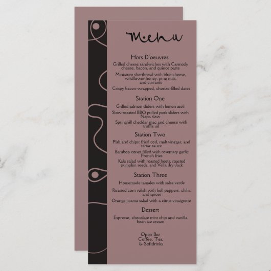 MODERNE MINIMALISTISCHE GOLVENDE LIJNEN | Rosewood Menu (Voorkant / Achterkant)