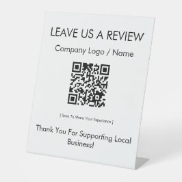Moderne Minimalistische Google Review QR-code Reclamebord Met Voetstuk