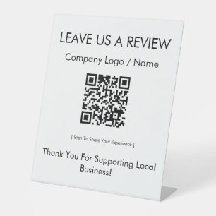 Moderne Minimalistische Google Review QR-code Reclamebord Met Voetstuk