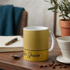 Moderne Minimalistische Goud Folie Textuur Script Koffiemok