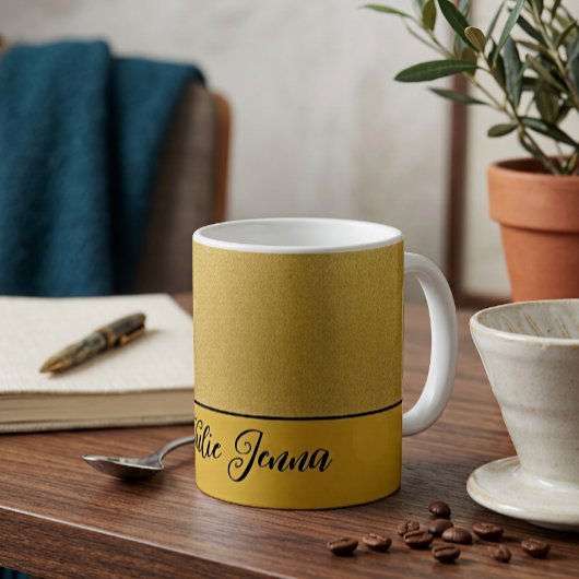 Moderne Minimalistische Goud Folie Textuur Script Koffiemok