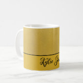 Moderne Minimalistische Goud Folie Textuur Script Koffiemok (Voorkant links)