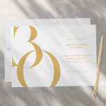 Moderne minimalistische goud wit 30e verjaardag kaart<br><div class="desc">Moderne minimalistische 30e verjaardag uitnodiging met eenvoudig ontwerp met chique typografie en elegant script.</div>