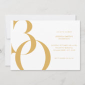 Moderne minimalistische goud wit 30e verjaardag kaart (Voorkant)