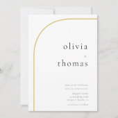 Moderne, minimalistische goudbaars witte bruiloft kaart (Voorkant)