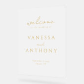 Moderne minimalistische gouden bruiloft welkom Fro Acryl Bord (Hoek)