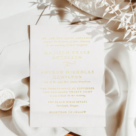 Moderne Minimalistische Gouden Calligrafie Bruilof Folie Uitnodiging
