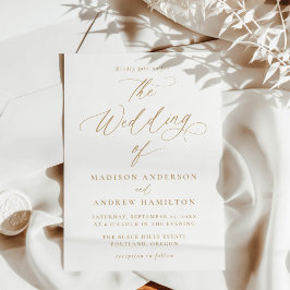 Moderne Minimalistische Gouden Calligrafie Bruilof Kaart