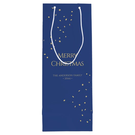 Moderne minimalistische gouden Confetti Vrolijk Ke Wijn Cadeautas (Achterkant)