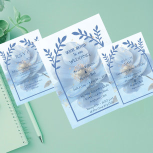 Moderne Minimalistische Gouden en Blauwe Papaver B Kaart