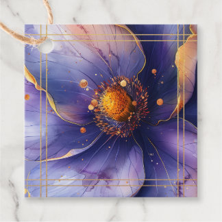 Moderne Minimalistische Gouden en Paarse Huwelijk  Bedankjes Labels