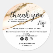 Moderne minimalistische gouden en perzik bestellin ronde sticker (Voorkant)