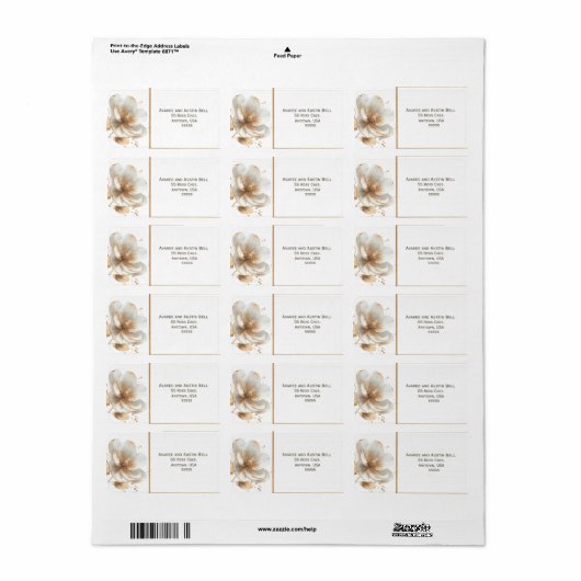 Moderne Minimalistische Gouden en Witte Adres Etiket (Full Sheet)
