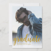 Moderne Minimalistische Gouden Foto Afstudeerfeest Kaart (Voorkant)