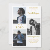 Moderne Minimalistische Gouden Foto Afstudeerfeest Kaart (Achterkant)