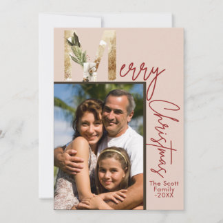 Moderne minimalistische gouden foto kerst Kaart