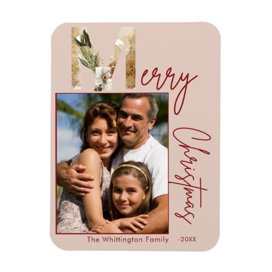 Moderne minimalistische gouden foto kerst Kaart Magneet (Verticaal)