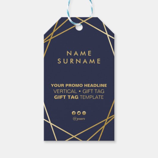 Moderne minimalistische gouden geometrische vertic cadeaulabel (Voorkant)