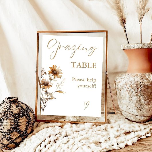 Moderne minimalistische gouden grazende tafelteken poster