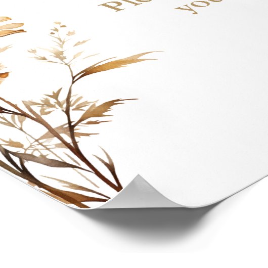 Moderne minimalistische gouden grazende tafelteken poster (Hoek)