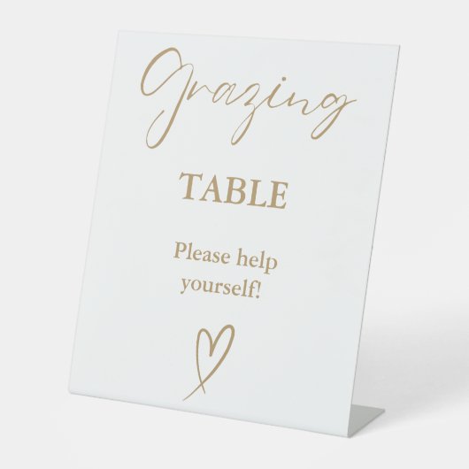 Moderne minimalistische gouden grazende tafelteken reclamebord met voetstuk (Voorkant)
