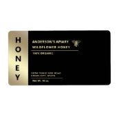 Moderne minimalistische gouden honing bij honing etiket (Voorkant)