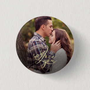 Moderne Minimalistische Gouden I Love You Typograf Ronde Button 3,2 Cm