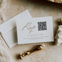 Moderne minimalistische gouden kalligrafie bruilof RSVP kaartje