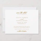 Moderne minimalistische gouden kalligrafie script save the date (Achterkant)