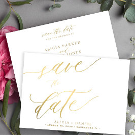 Moderne minimalistische gouden kalligrafie script  save the date