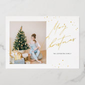 Moderne minimalistische gouden kerst folie feestdagenkaart (Voorkant)