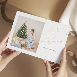 Moderne minimalistische gouden kerst folie feestdagenkaart