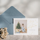Moderne minimalistische gouden kerst folie feestdagenkaart