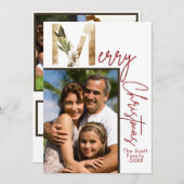 Moderne Minimalistische Gouden Kerst Foto Kaart (Voorkant / Achterkant)