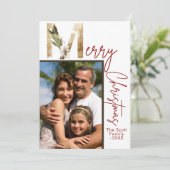 Moderne Minimalistische Gouden Kerst Foto Kaart (Staand voorkant)