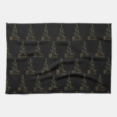 Moderne minimalistische gouden kerstboom zwart theedoek (Horizontaal)